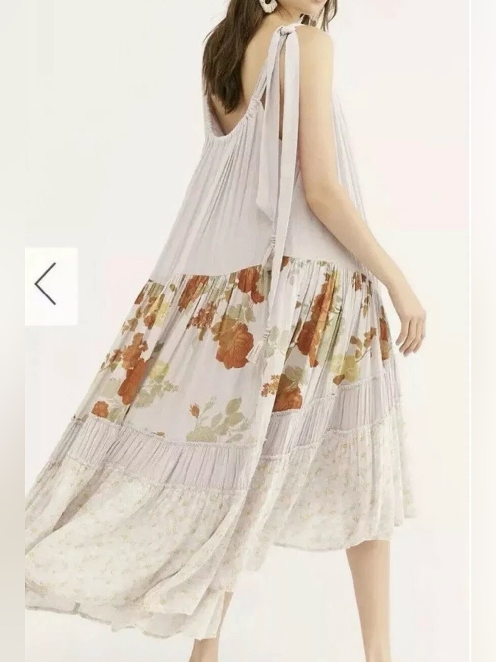 Beautiful Bare It All Free People Dress Floral Boho Designer Midi Peasant Fairy - Picture 2 of 16